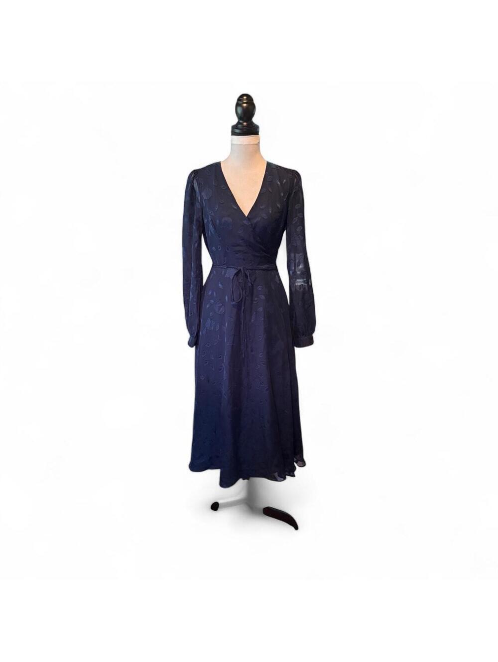 Lulus Navy Blue Wrap Midi Dress Size S New With Tags